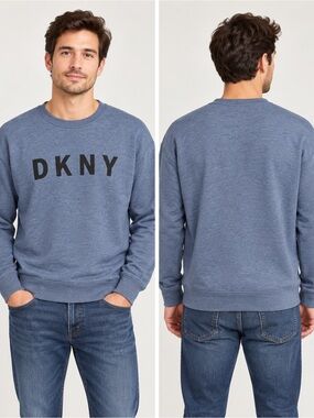 DKNY Men’s Medium Blue Logo Crewneck Sweatshirt Pullover